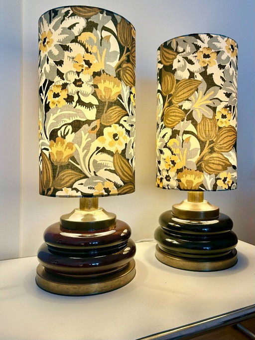 Set of two Mid Century table lamps - restored with new shade and cable