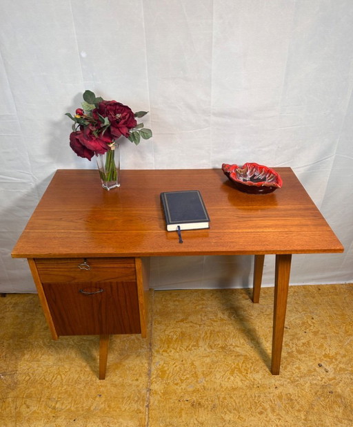 Mid-Century Retro Vintage Teak Small Desk 1960s, Danish Design Influence Charming Functional