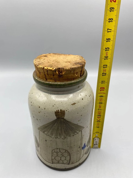 Artisan Corsican Pottery Oletta Hand-painted Paillote Design Stoneware Pot with Cork Stopper – Crockery (photo 6 of 6)
