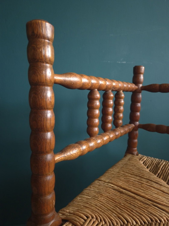 Vintage Bobbin corner chair | Wood/rattan | Rush seat, Dining chairs, Brown (photo 6 of 6)