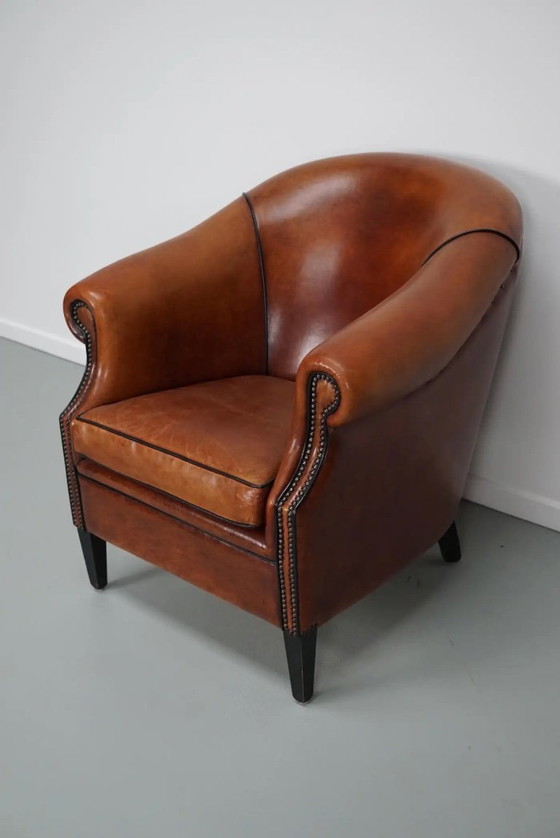 Image 1 of Vintage Nederlandse cognackleurige leren clubfauteuil