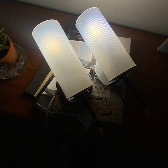 Pair of Vintage Plexiglass Plastic and Brass Wall lights (photo 8 of 9)