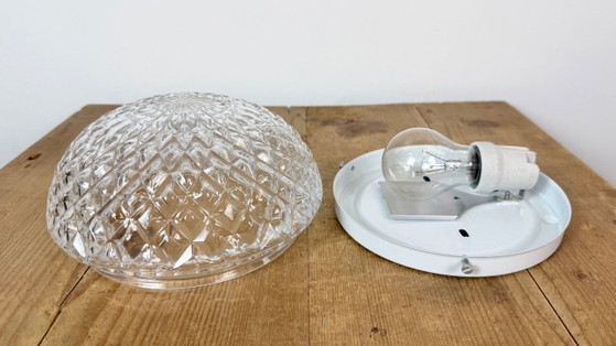 Vintage glazen wand- of plafondlamp uit de jaren 70. – Wandlampen, Glass, Metal (photo 14 of 16)