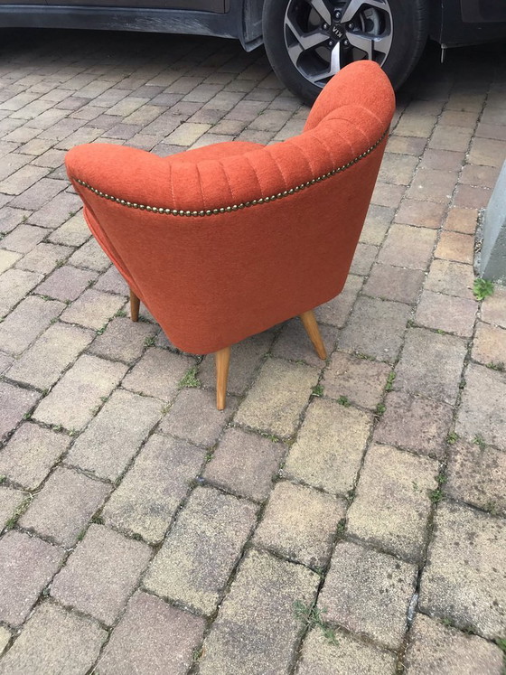 Set Rode Cocktailstoelen, jaren 60 – Fauteuils, Mid Century Modern (photo 6 of 6)
