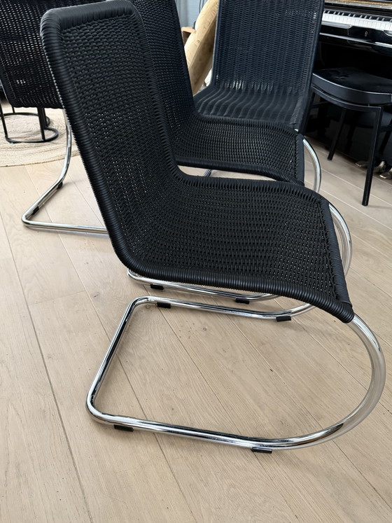 Image 1 of Black Tecta B42 sled chairs, in Bauhaus style (4x)