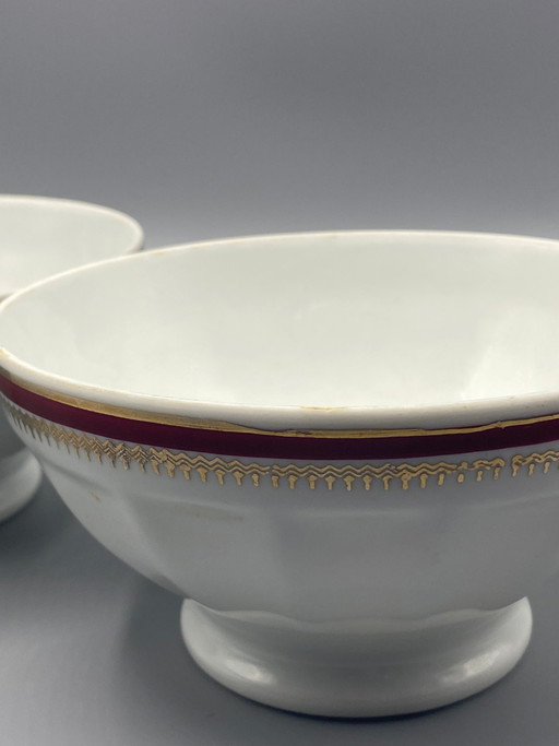 2 bols en porcelaine de Limoges – Bordeaux et Or – Circa 1950 – decoratieve objecten, Gold, Klassiek (photo 2 of 4)