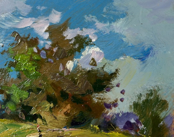 Image 1 of Original Oil Painting: Summer Nature Landscape - Afternoon on the Pasture