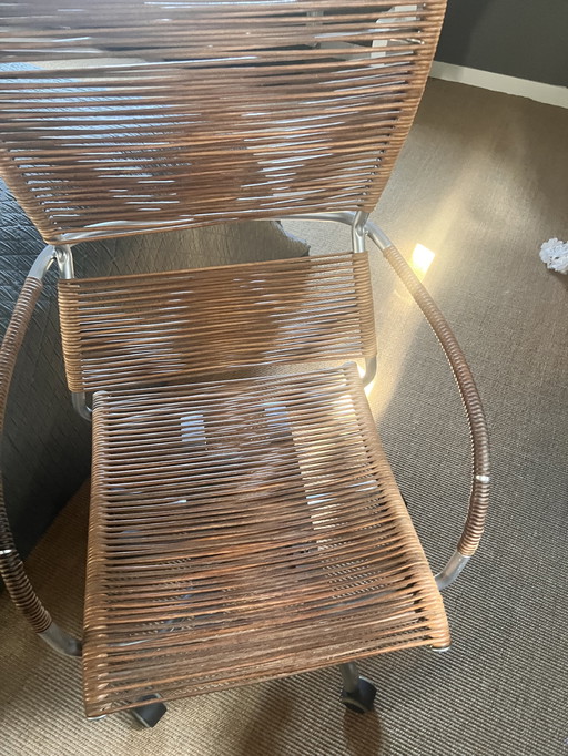 Italian special office chair made of leather in brown.