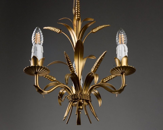 Image 1 of Lustre original Hans Kögl style épi de blé – Suspension style Hollywood Regency, années 1970