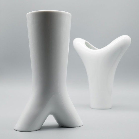 Image 1 of Rosenthal Studio Linie White Glossy Porcelain SPIRIT Vase Duo by Platt & Young