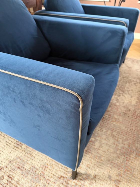 Poltrona Topform in velluto blu, Poltrone, Legno, Modern (foto 4 di 7)