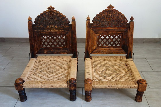 Image 1 of 2 traditional Pida chairs, India, 1950s/60s