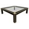 Square Coffee Table in Black Lacquer, Brass and Glass attributed to Pierre Cardin, France, 1970s – koffietafelboeken