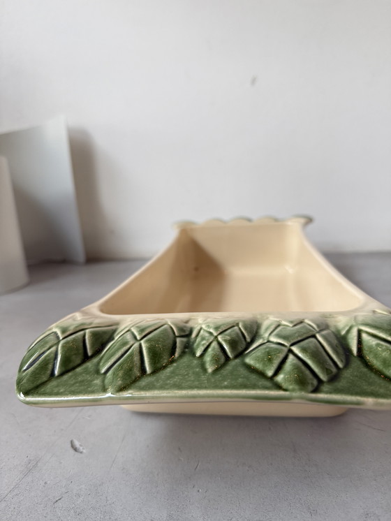 Image 1 of Vintage Breton majolica asparagus dish BCI – France