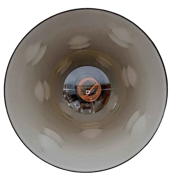 Image 1 of Lampe suspendue vintage métal émaillé marron 1970