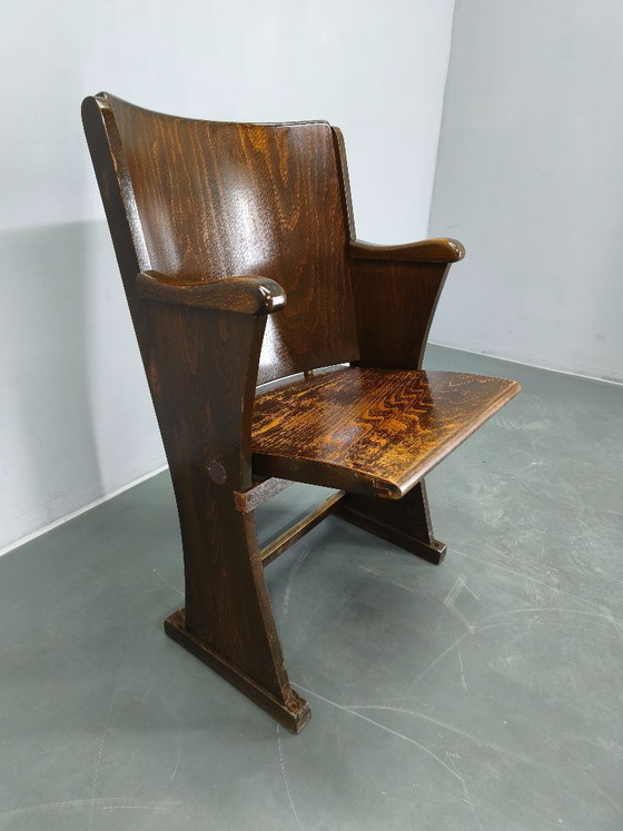 Image 1 of Poltrona da cinema vintage anni '50 in legno di faggio, seduta da teatro.