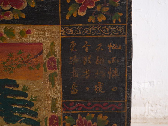 Antique painted trunk in pine wood – China, circa 1900 – Storage cabinet, Iron (photo 36 of 40)