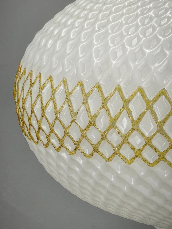 Czechoslovak Opaline Glass and Gold Pendant Light, 1970s – Pendant lamps, Plastic (photo 7 of 10)