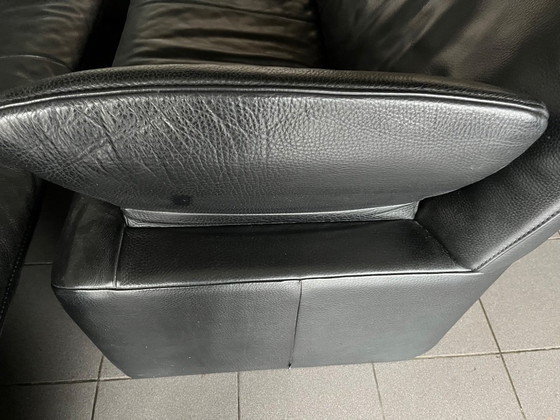 Image 1 of 2 black leather seats brand Jori, Linea JR-8700 and Ottoman