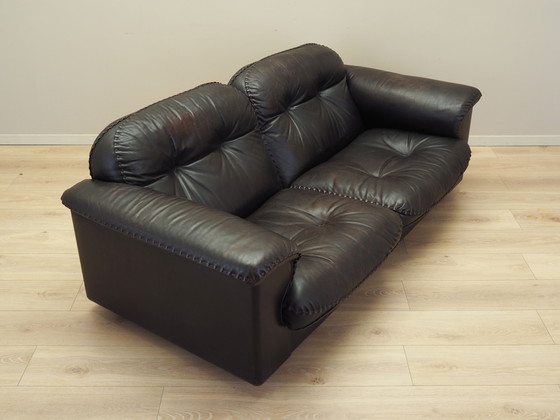 Image 1 of Bruine leren bank, Zwitsers ontwerp, jaren 1970, Vervaardiging: De Sede