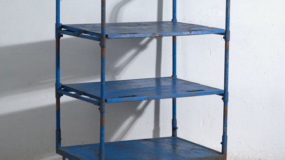 Industrial blue metal cart – Factory trolley Europe – circa 1950 #1 – Bar carts, Iron, Industrieel (photo 3 of 35)