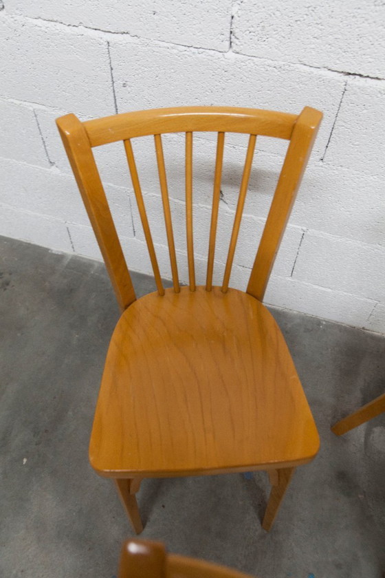 Image 1 of Juego de 4 sillas de bistró Baumann, modelo 153, estampado 1981