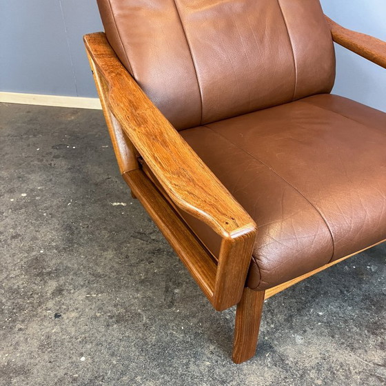 Image 1 of Poltrona di Grete Jalk per Glostrup, teak e pelle, anni '60