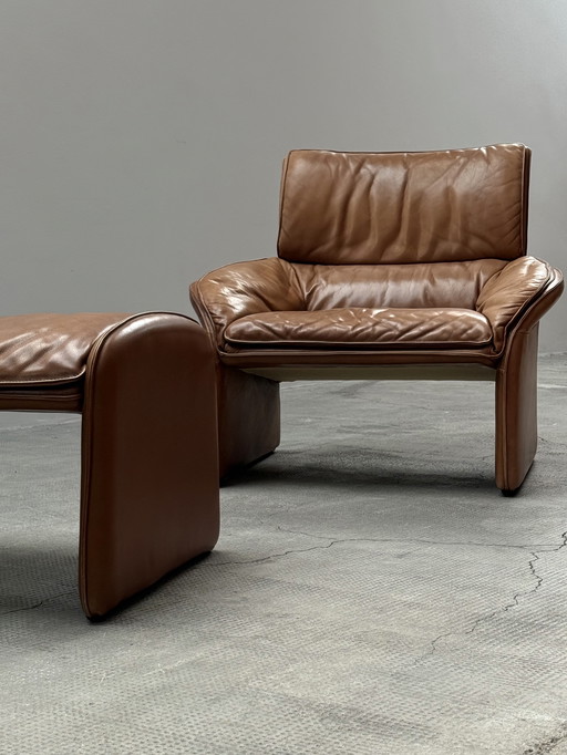 SESSEL & OTTOMAN COGNAC LEDER IM DE SEDE STIL