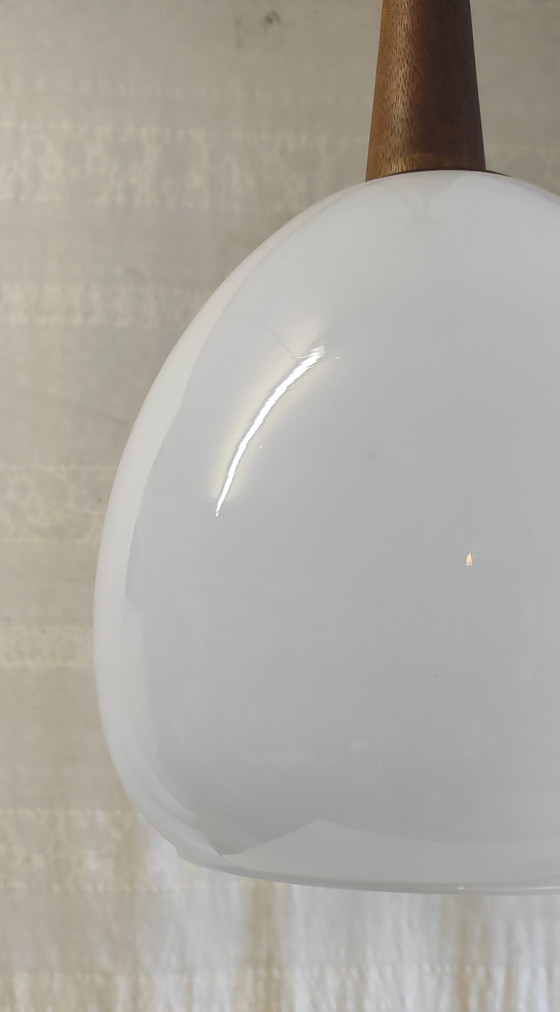 Image 1 of Scandinavian style opaline globe pendant lamp XL - mid. 20th century 