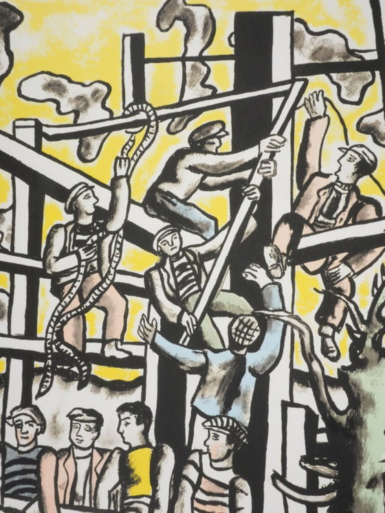 Fernand LEGER : Les Constructeurs Au Vélo, Lithographie Signée – Lithographies et sérigraphies, Paper (photo 6 of 10)