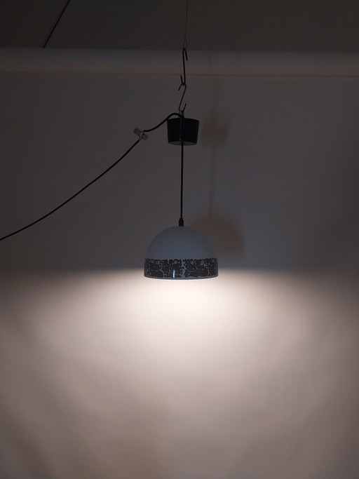 1 x 1960's Fog & Morup Wärtsilä emaille "Tanssi" hanglamp door Kaj Franck 20 x 20 x 21cm – Fog & Mørup, hanglampen, Metal