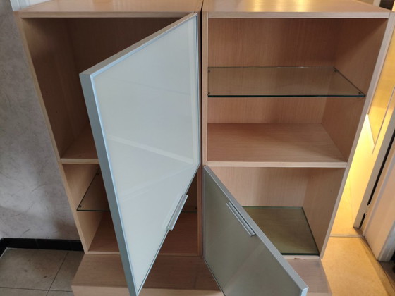 Image 1 of Moderne design opbergkast van hout en glas – 120 cm – In perfecte staat