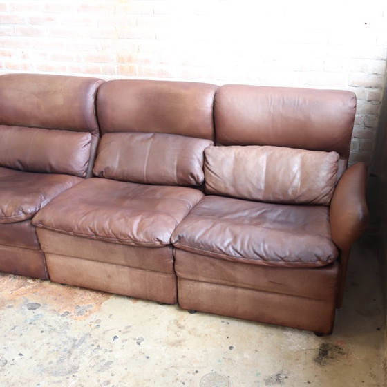 Image 1 of canapé intage elements cuir marron 1970