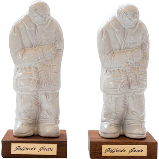 Pair of vintage Faenza-Goffredo Gaeta ceramic figurines, 1970