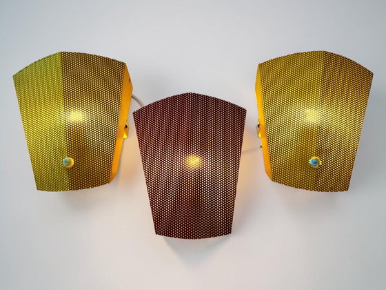 Rare set of 3 Perfolux Wall lights – Hiemstra & Evenblij, 1954 – Metal (photo 2 of 22)