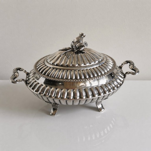 Solid .925 Sterling Silver Gadrooned Tureen – Alfredo Montejo Style – c. 1940-1960