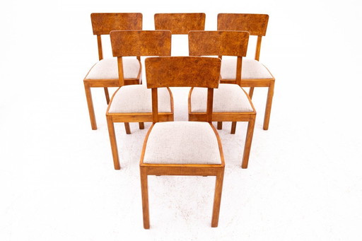 Set of six Art Deco chairs, Poland, 1940s.