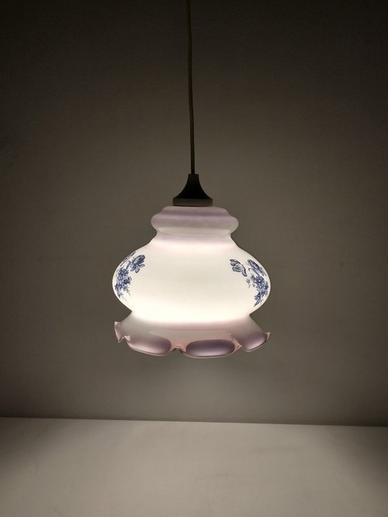 Image 1 of Vintage Glazen Opaline Hanglamp
