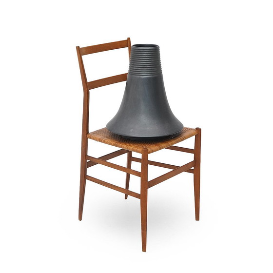 Image 1 of Vaso "Vulcani" in ceramica nera di Franco Bresciani per Gabbianelli, anni '70