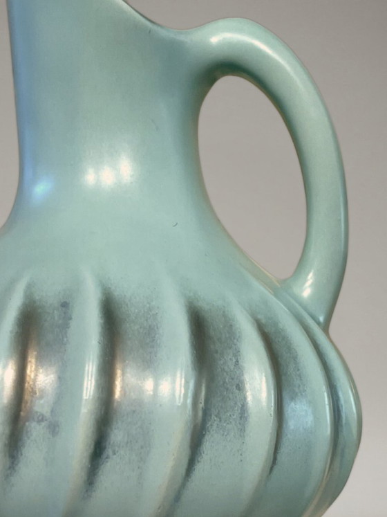 Image 1 of B. Letalle Saint-Clément ceramic vase – model 9002 – iridescent celadon green – 1950s/60s – 18 cm