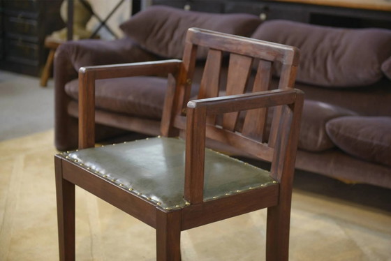 Arts & Crafts Sessel 1940er Jahre – Leder, Holz, Vintage (photo 6 of 12)