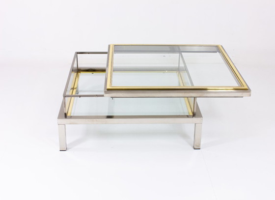 Image 1 of Brass and Chrome sliding top table