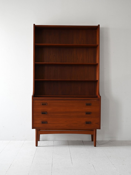 Image 1 of Danish Teak Bookcase from the 1950s with Drawers