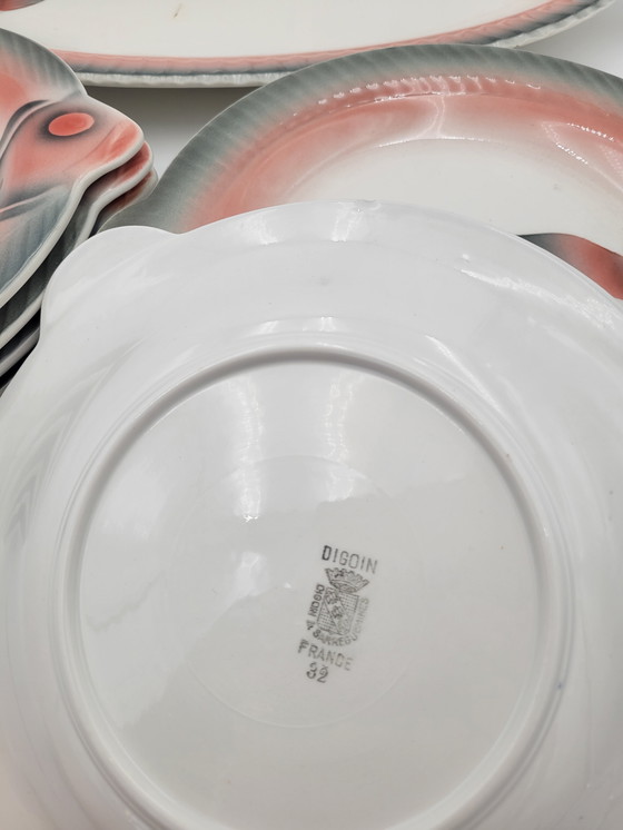 Image 1 of Service À Poisson En Porcelaine Vintage Digoin