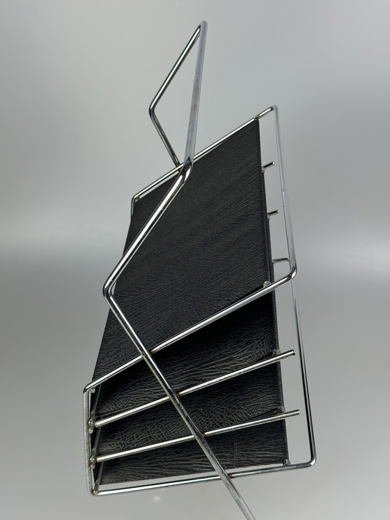 Image 1 of 60s 70s krantenhouder Krantenrek metaal plastic Space Age