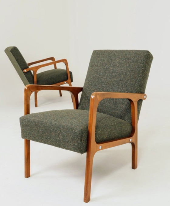 Image 1 of Vintage fauteuil in mid-century modern design, avocadogroene granola, 1960
