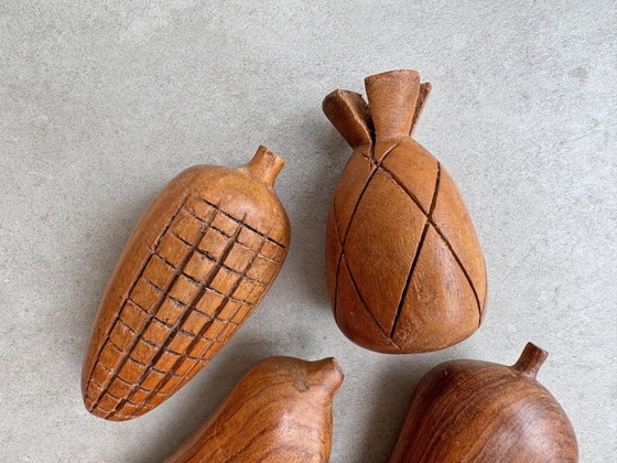 4x Vintage Houtdraaiwerk Handwerk Fruit #2 – Decoratieve objecten, Wood (photo 8 of 8)
