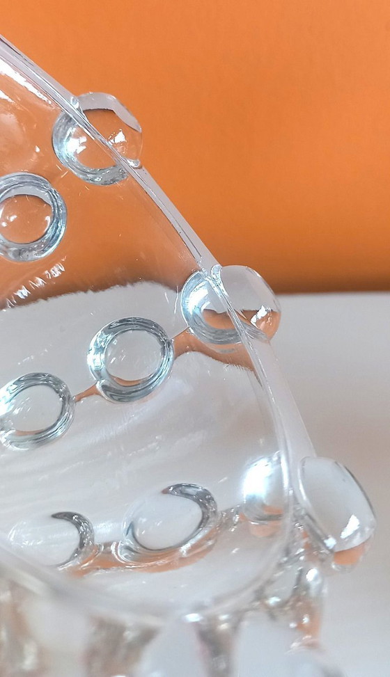 Image 1 of Vintage (1960-1970) Set van 2 Mid-Century glazen kandelaars – brutalistisch lensdesign – Tsjechisch persglas 