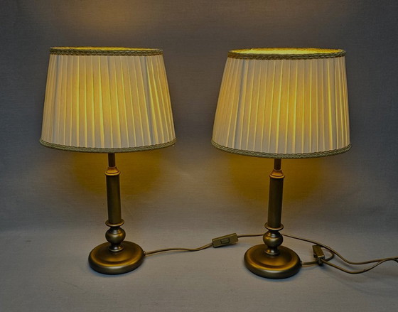 Set of 2 Mid-Century Brass Table Lamps – Honsel Leuchten (Germany, 1960s/1970s) (photo 6 of 14)