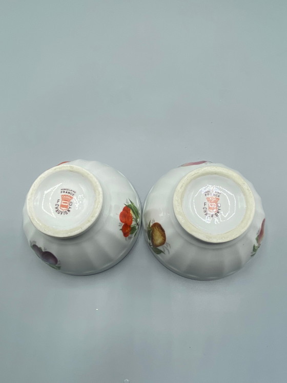 2 Chauvigny Porcelain Cider Bowls – Fernand Deshoulières – Fruit Decor – Circa – Decorative Objects (photo 4 of 6)